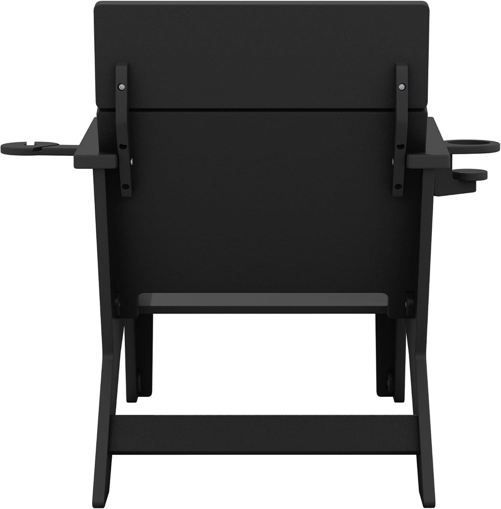 SERWALL Modern Adirondack Chair Tall Lounge Chair with Cup Holder, Black