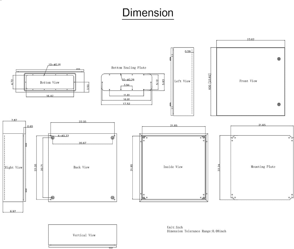 VEVOR NEMA Steel Enclosure, 24 x 24 x 8'' NEMA 4X Steel Electrical Bo...