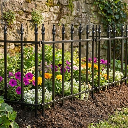 5-Pack Garden Border Fence, 23" W x 17" H, Black