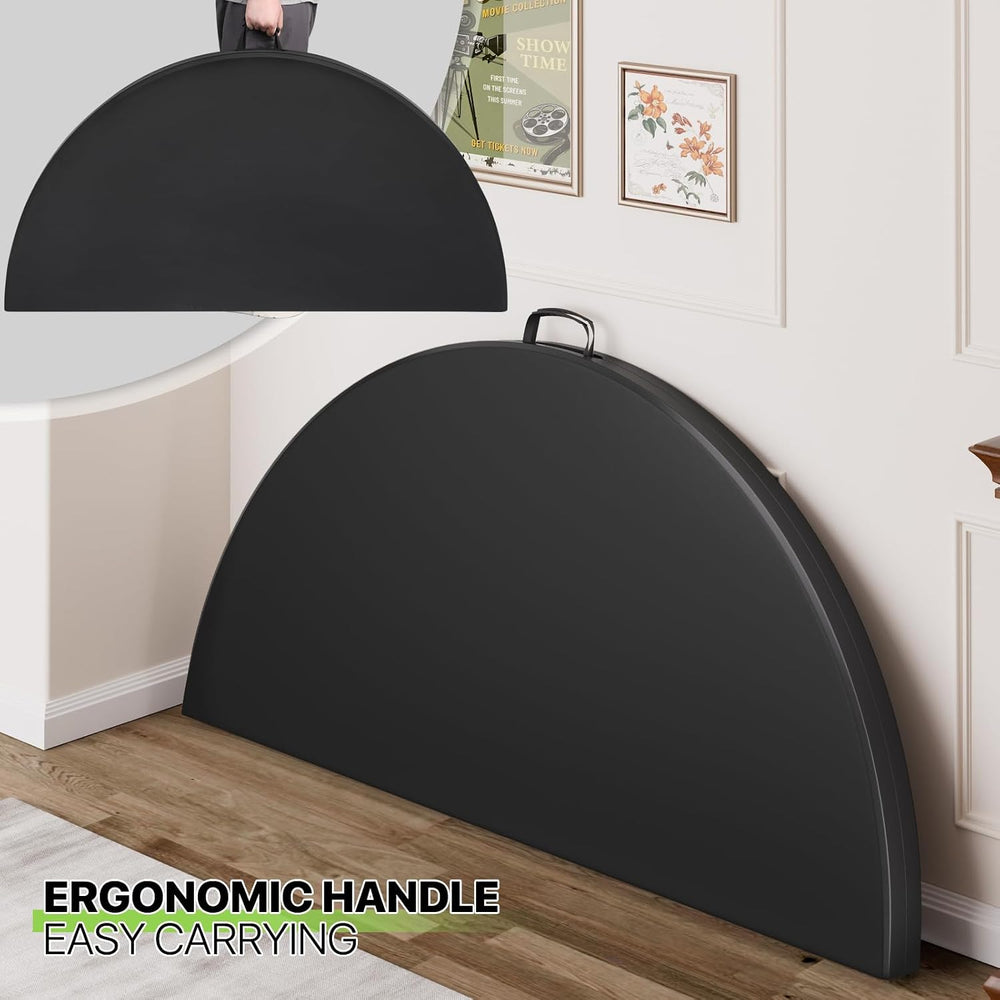 Magshion 65 Inch Round Folding Plastic Table, Black