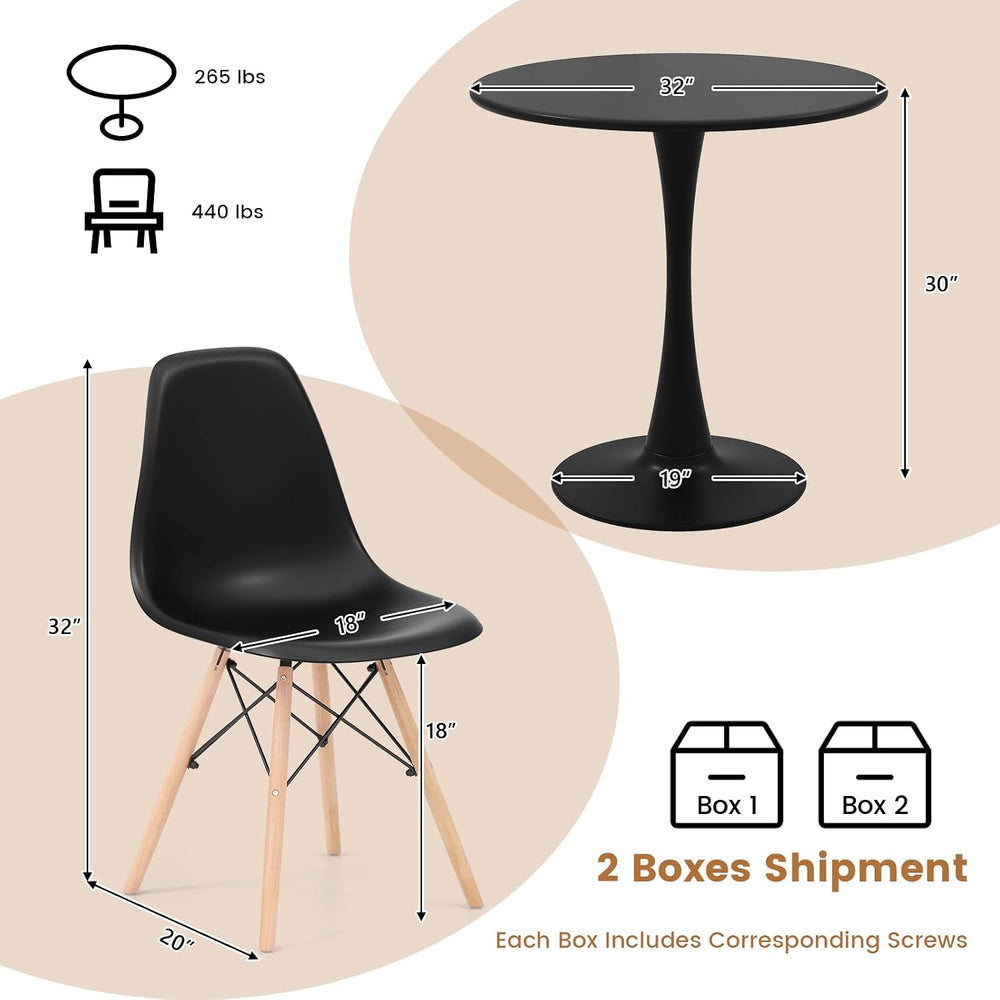 GIANTEX Round Dining Table Set for 2, 32" Kitchen Table and Chairs with ...