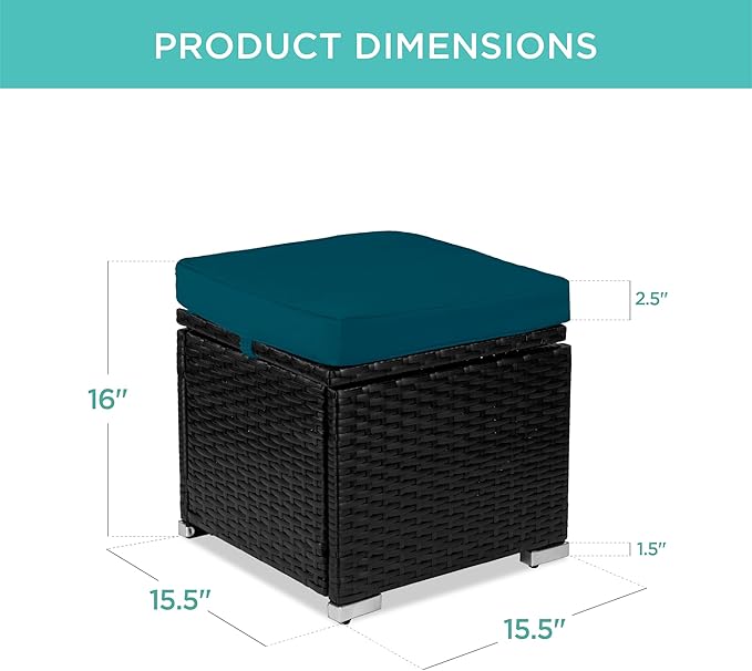 Best Choice Products Set of 2 Wicker Ottomans, Multipurpose Outdoor Furniture...