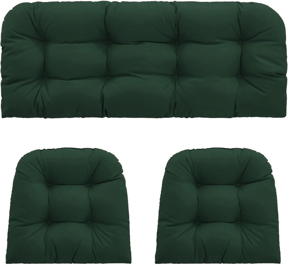 Outdoor Wicker Chair Cushions 3 Pieces, Dark Green