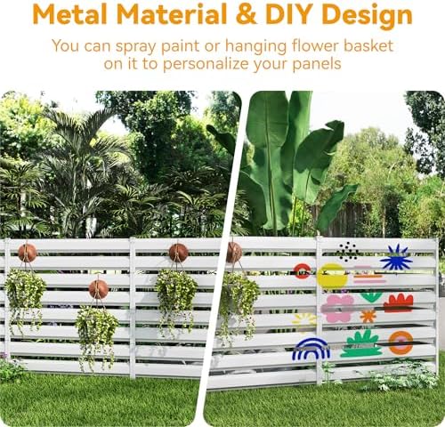 42" H x 39" W (3 Panels) No-Dig Metal Fence Privacy Screen, Outdoor...