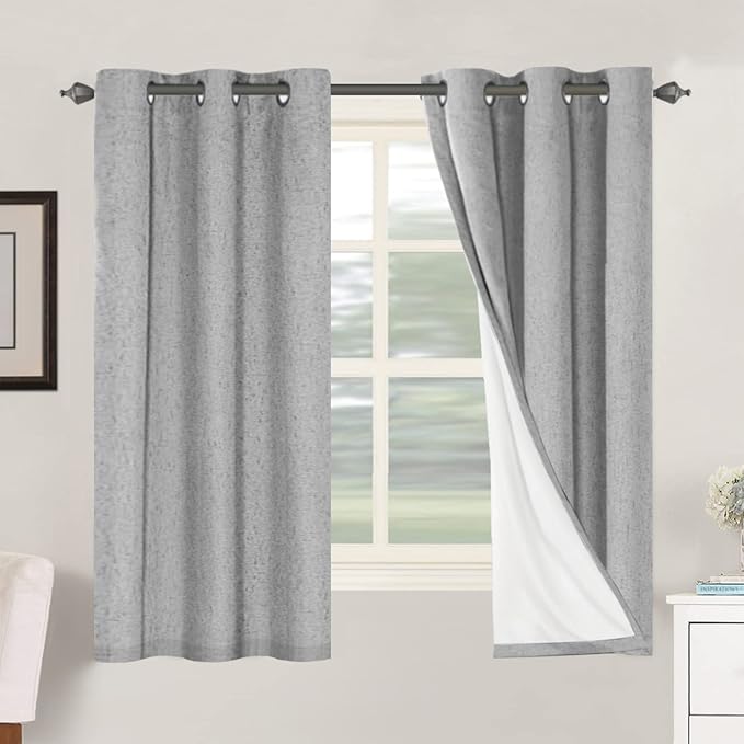 H.VERSAILTEX Primitive Linen Curtains 100% Blackout Curtain Drapes Burlap Cur...