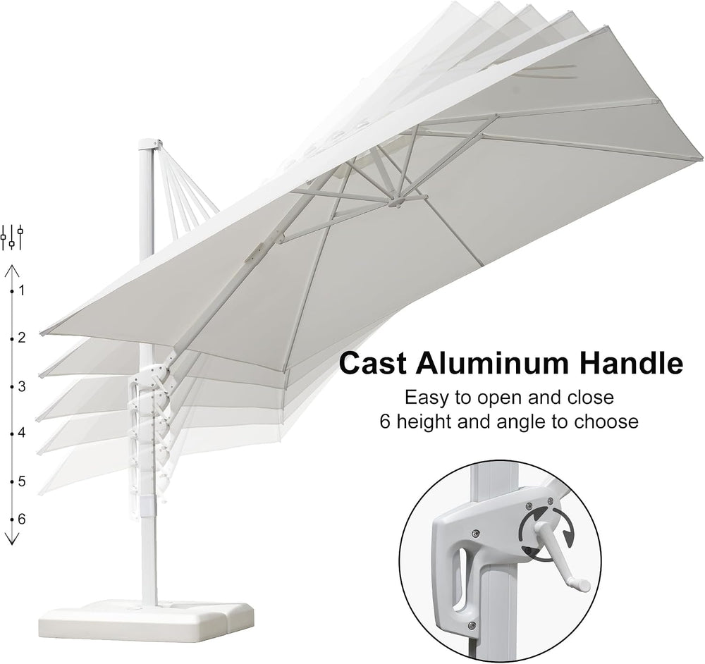 PURPLE LEAF Cantilever Patio Umbrella 10' X 10' White Aluminum Frame,...