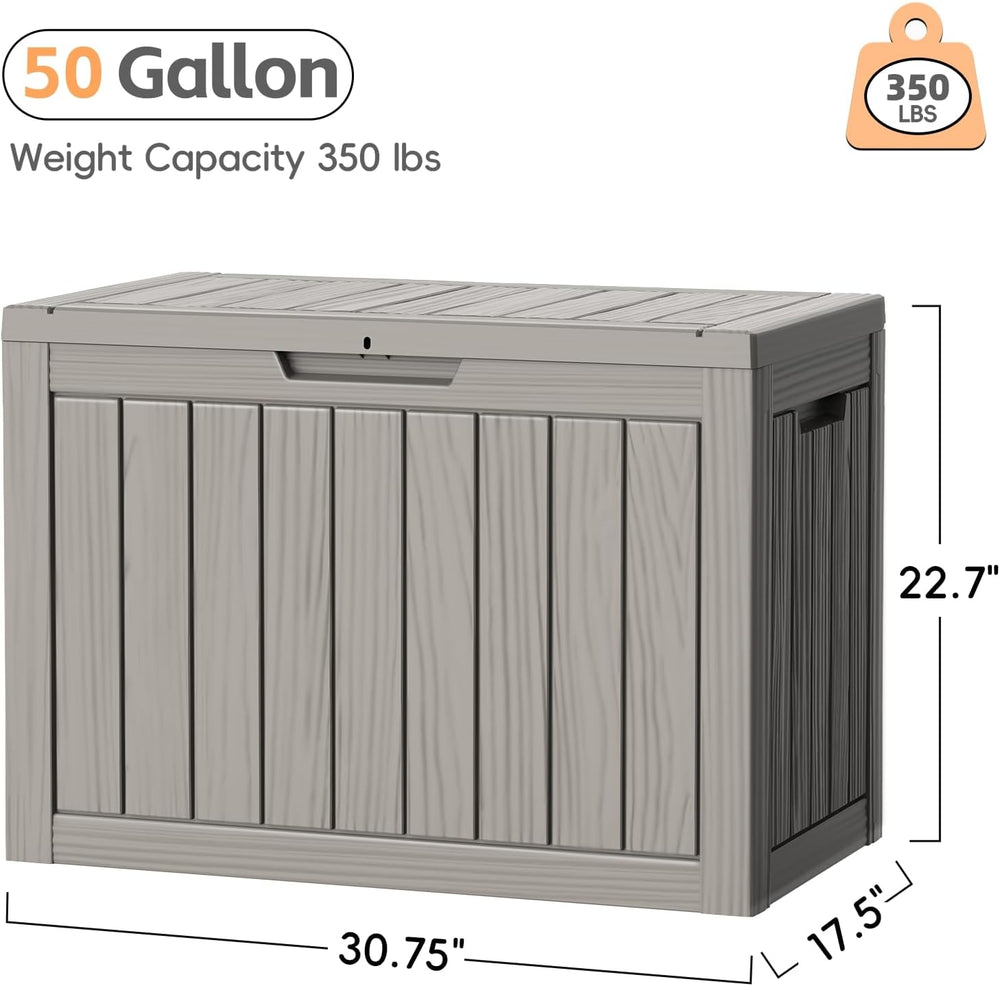 LubanNese Outdoor Storage Box, 50 Gallon Waterproof Resin Deck Box, Storage B...