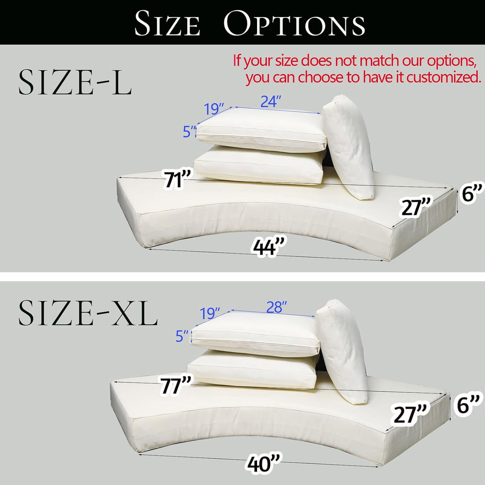 Outdoor Curved Sofa Cushion Couch Cover with Zipper 4-Piece Patio Half-Moon S...
