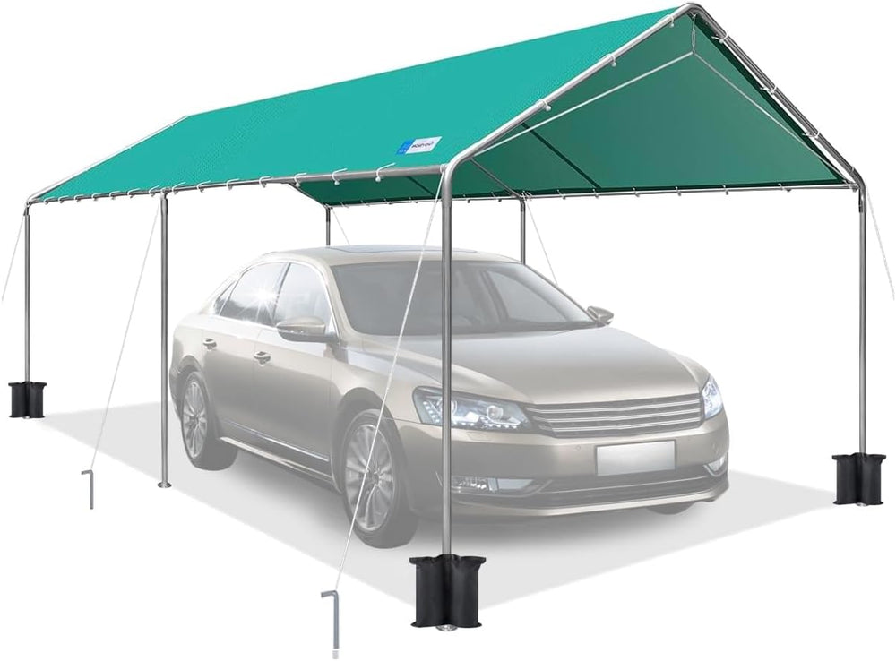 10x20 ft Heavy Duty Car Canopy Galvanized Frame Carport Outdoor Party Tent Bo...