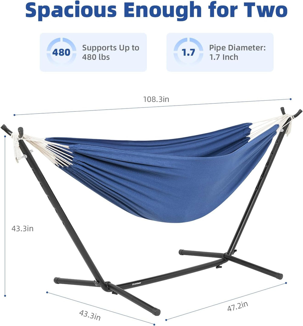 EchoSmile Double Hammock with Detachable Stand - 480 lbs Heavy Duty 2 Person ...