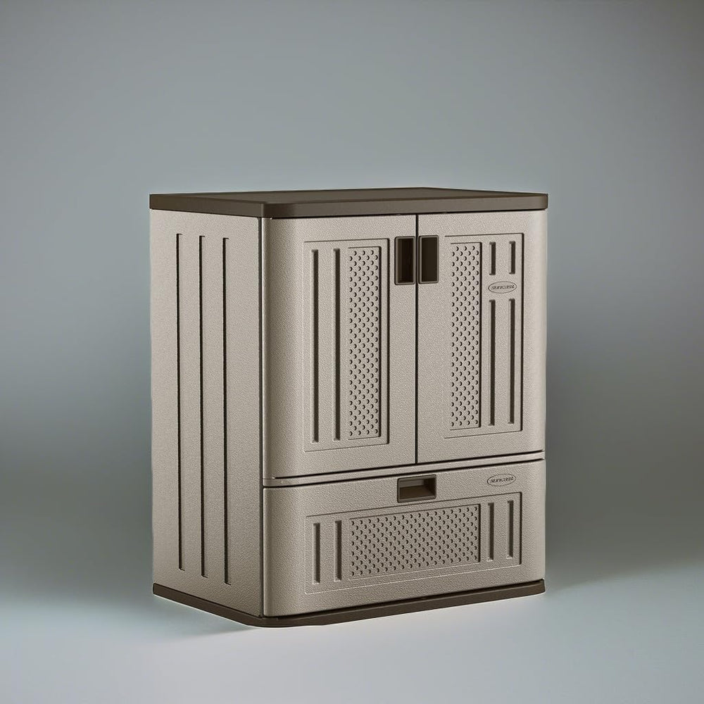 Suncast Base Storage Cabinet, Lockable Single-Drawer Organizer, Platinum