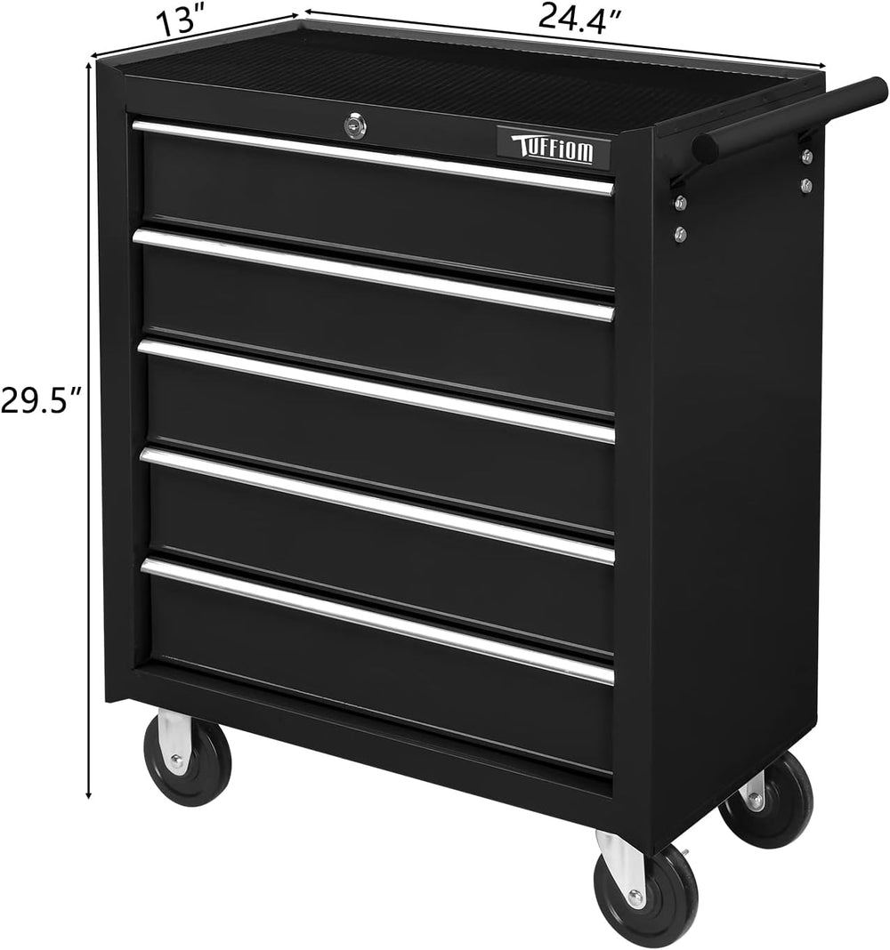 TUFFIOM 5-Drawer Rolling Tool Chest w/Drawers & Lock, Tool Storage Cabine...