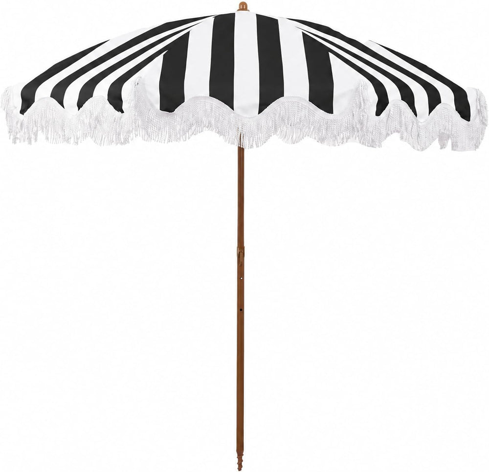 Rayjee 6.5FT Outdoor Patio Umbrella with Fringe, Boho Beach Umbrella