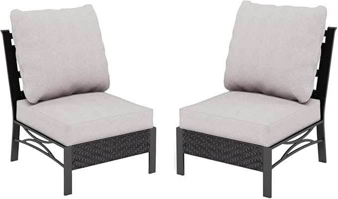 MFSTUDIO Patio Furniture Set, 2 Seat Outdoor Sectional Sofa Conversation Set, Woven Rattan Patio Couch for Backyard, Garden, Deck (2 Piece)