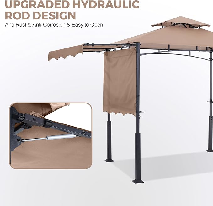 ABCCANOPY Grill Gazebo with Extra Awning - 11x5 Outdoor BBQ Canopy Shelter wi...
