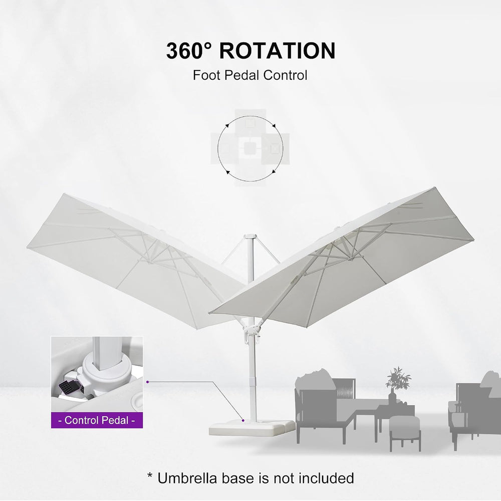PURPLE LEAF Cantilever Patio Umbrella 10' X 10' White Aluminum Frame,...