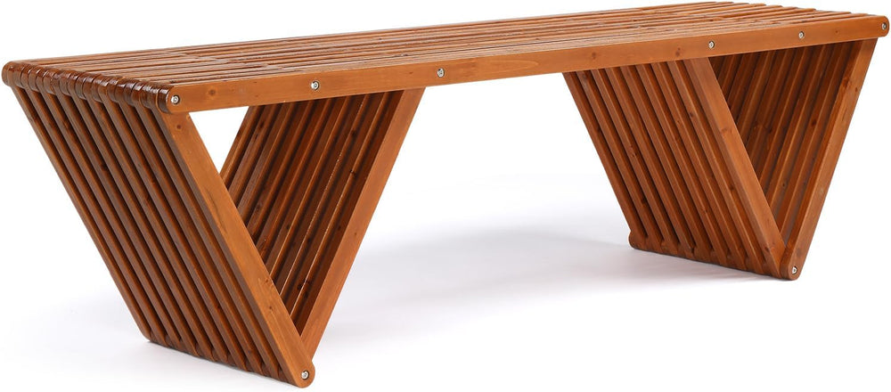 VINGLI Outdoor Bench - 63" Patio Bench, Wooden, All Weather, 600lb Capacity