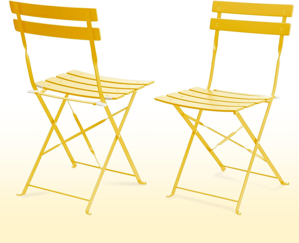 3-Piece Patio Bistro Set, Folding Outdoor Bistro Table and Chairs with Sturdy...
