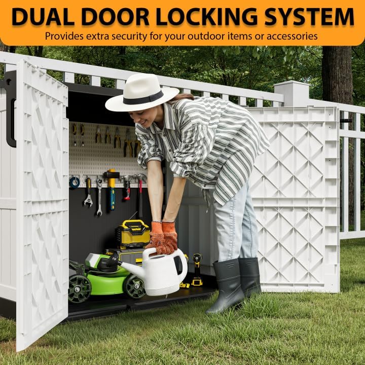 LHBcraft Outdoor Storage Cabinet 36 Cu Ft with Lockable Doors, Waterproof Out...
