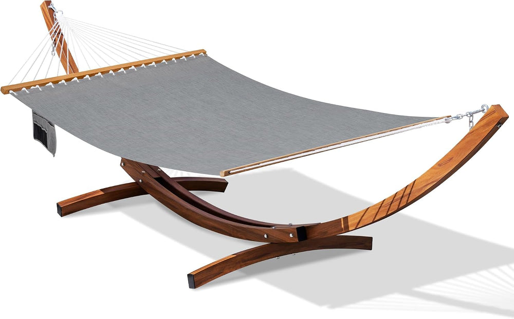 Lazy Daze 12 Ft Double Quick dry Hammock with Curved Steel Wood Grain Stand