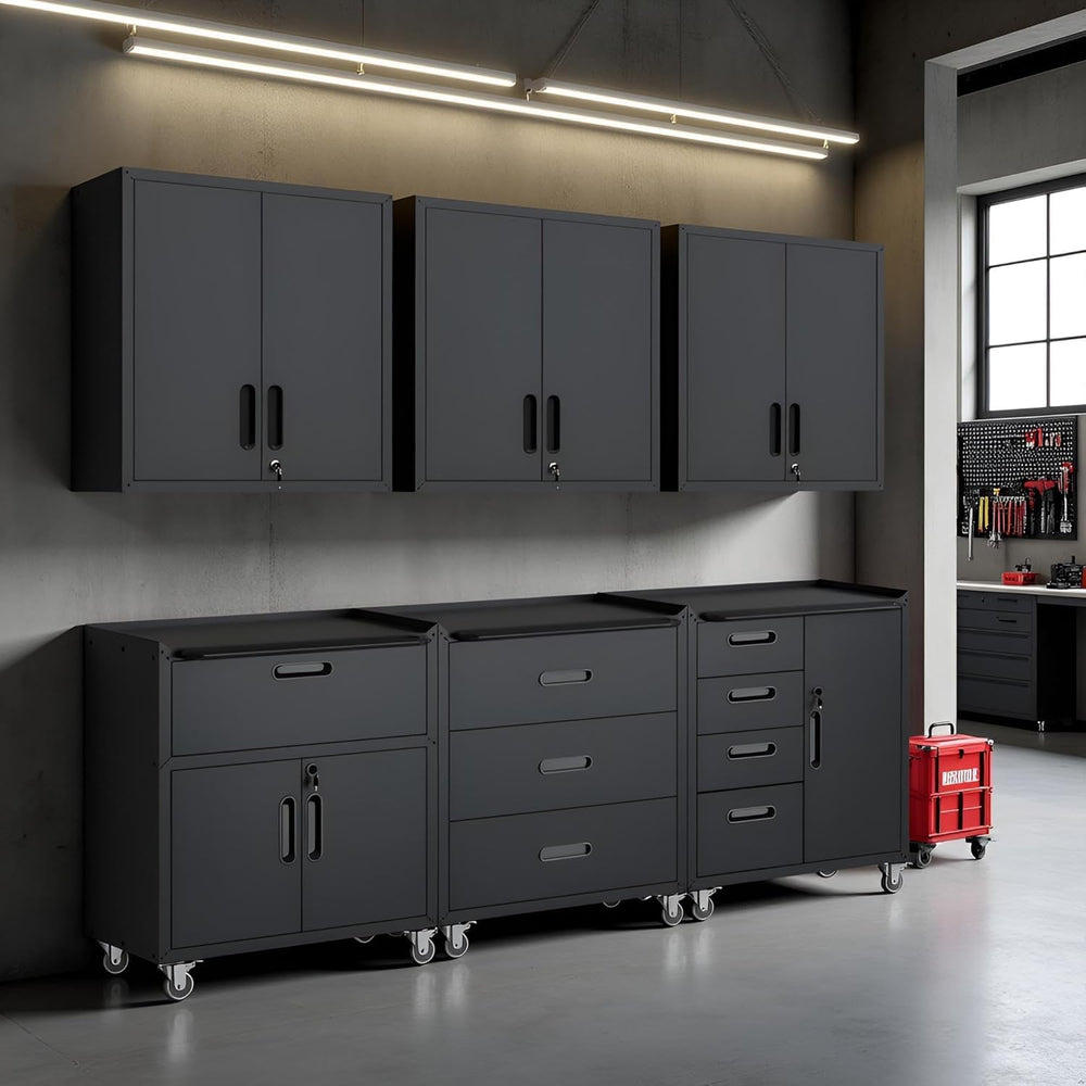 Wall-Mounted Metal Garage Storage Cabinet, Lockable Floating Tool Cabinet