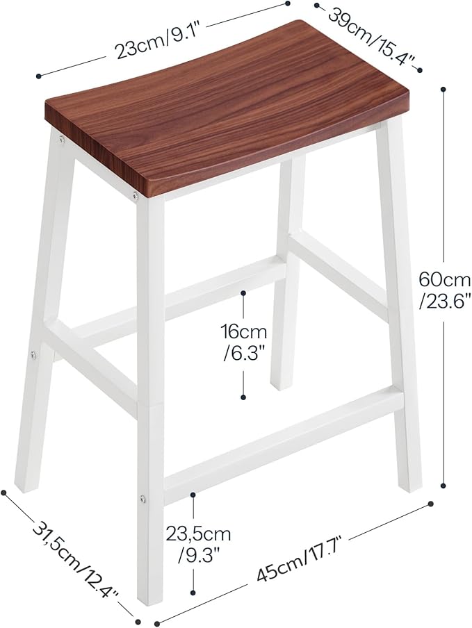 HOOBRO Bar Stools, Set of 2 Bar Chairs, 23.6 Inch Saddle Stools, Kitchen Coun...