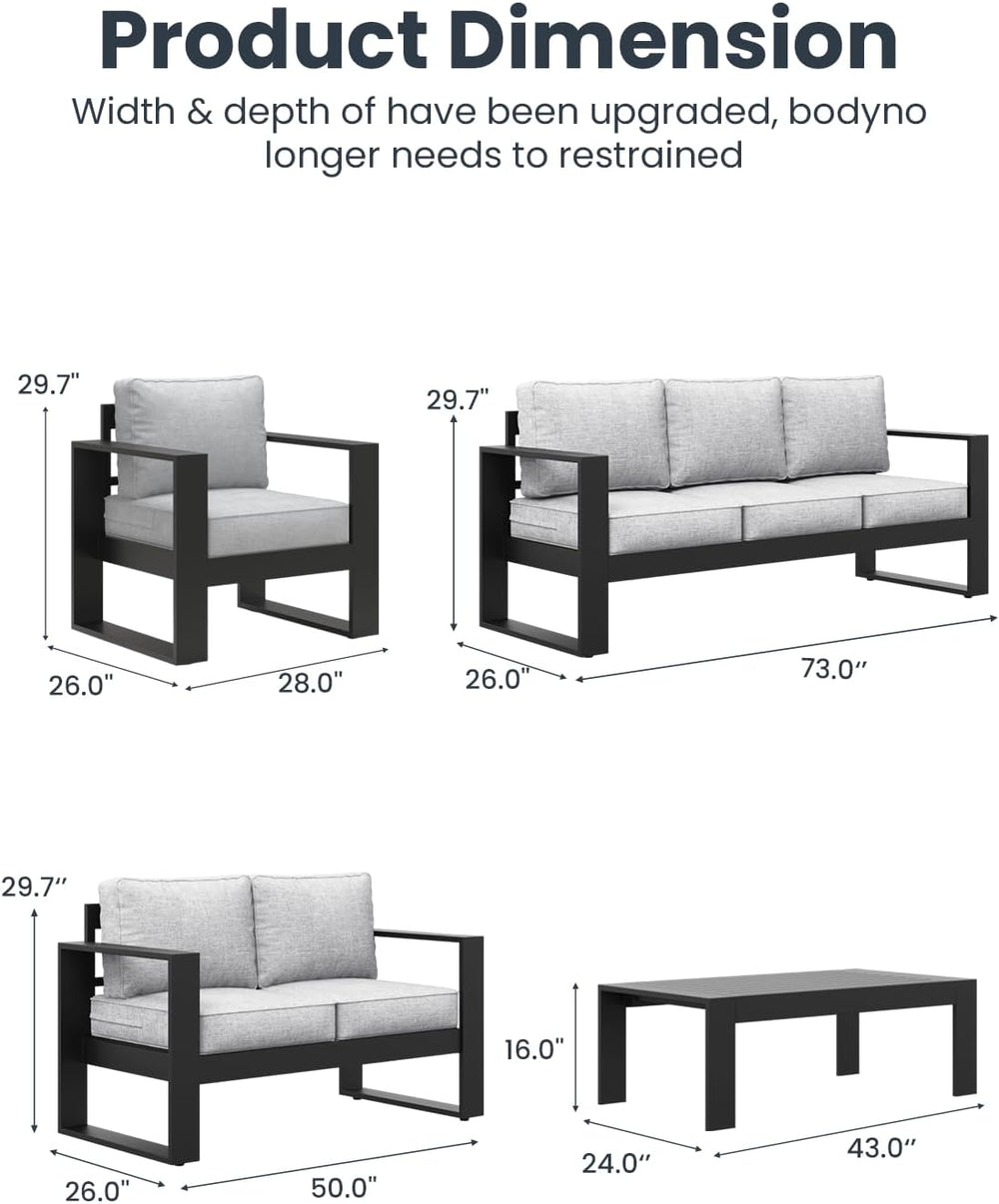 5-Piece Outdoor Aluminum Furniture Set with Coffee Table for Patio, Deck