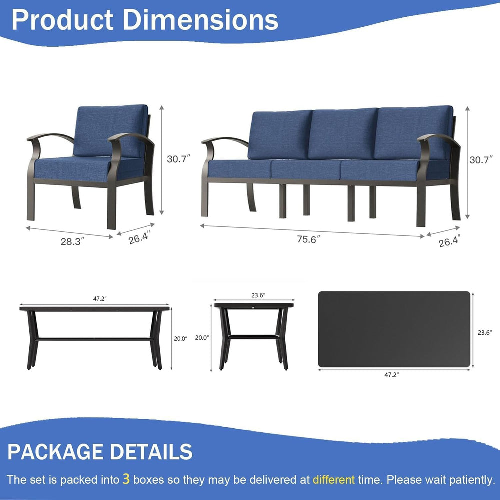 Aluminum Outdoor Patio Furniture Set with 5.1'' Thick Cushions