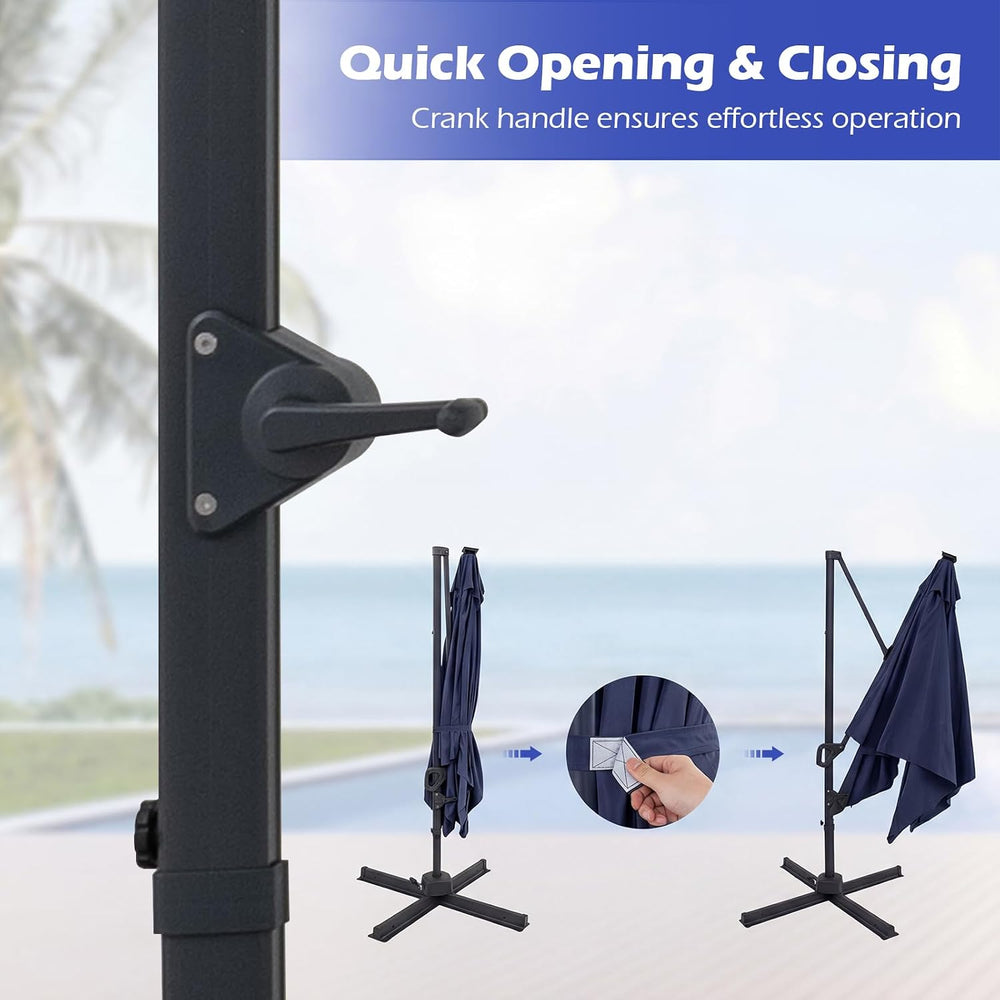 Tangkula 10ft Patio Umbrella with Solar Lights, Offset Cantilever Outdoor Umb...