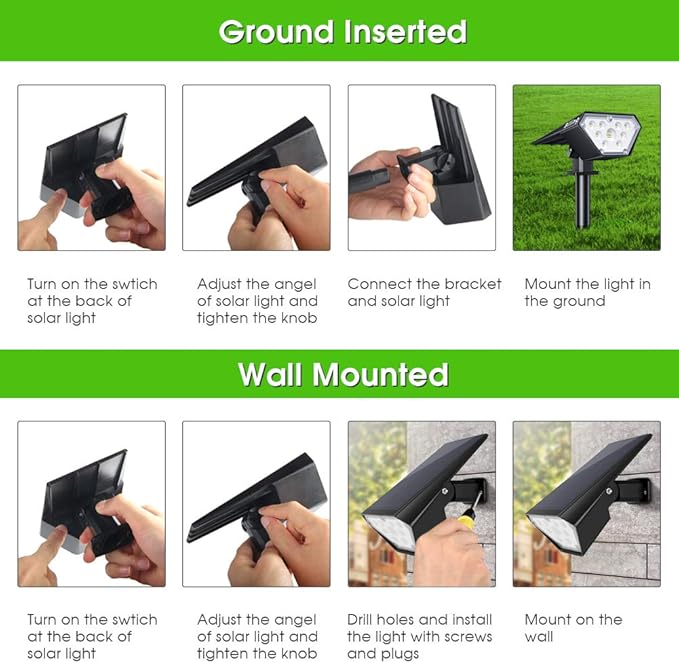 Biling Solar Spot Lights Outdoor, Bright 700 Lumen Solar Outdoor Lights IP67 ...