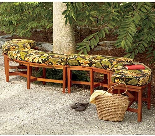 Solid Wood Fire Pit Curved Bench 44" Outdoor Garden Patio