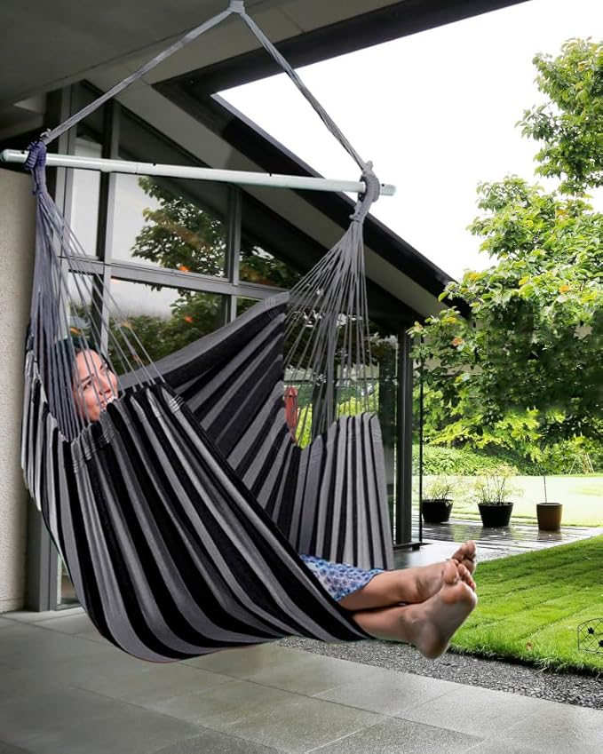 XXL Hammock Chair Hanging Rope Swing with 2 Cushions - Max 500lbs-Perfect for...