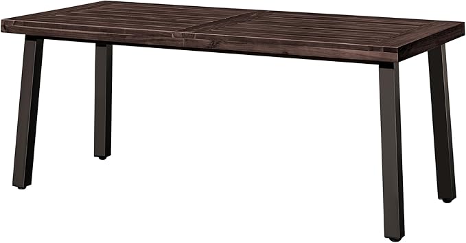 Devoko Home Acacia Wood Dining Table 6-Person Indoor Outdoor Table with Iron ...
