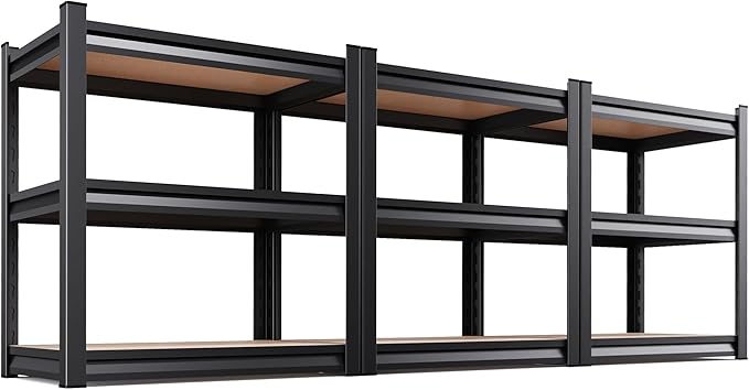 Set of 3 Garage Shelving,3 Tier Garage Storage Shelves,Adjustable Heavy Duty ...