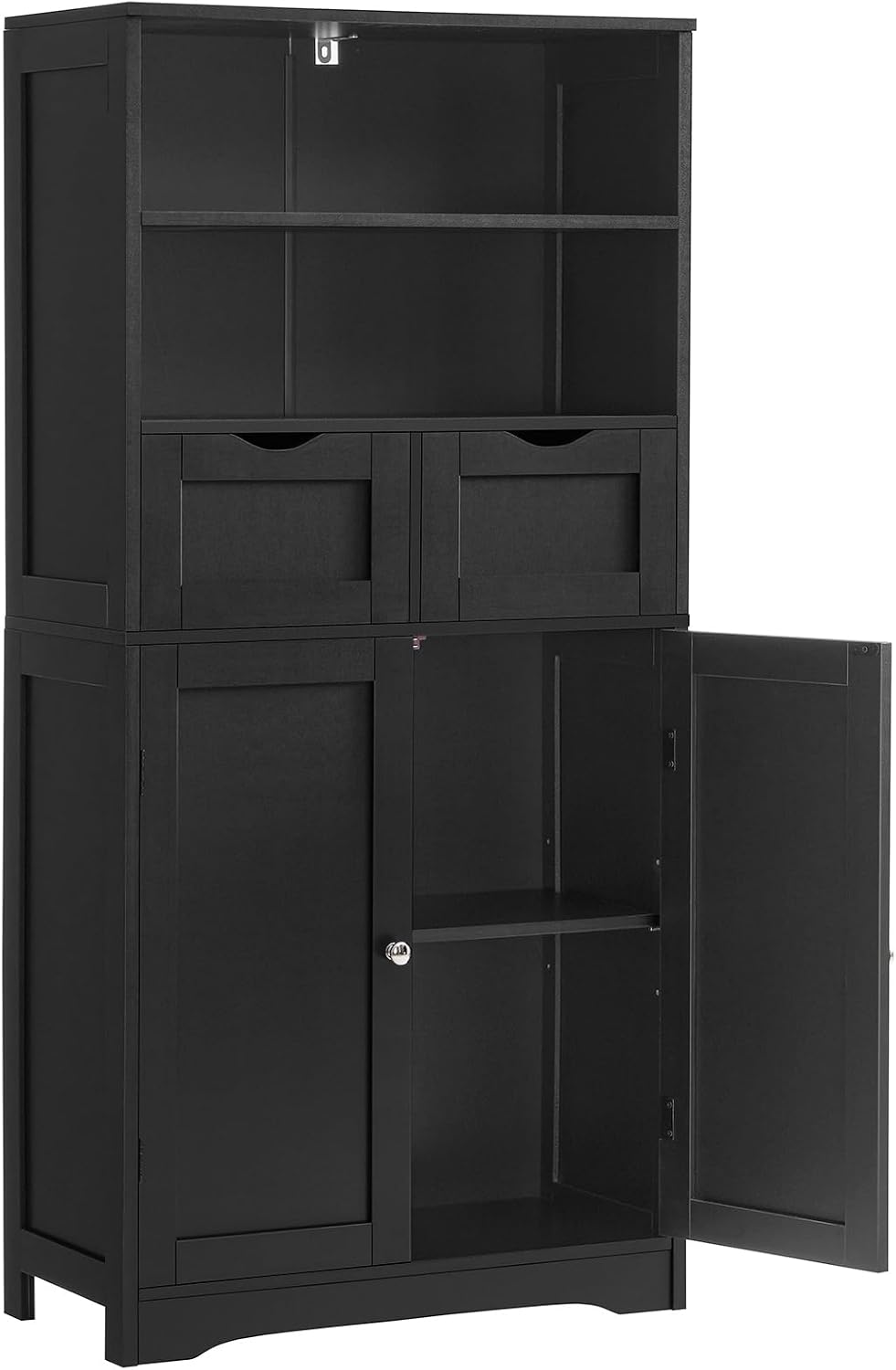 Iwell Tall Storage Cabinet, Black Storage Cabinet & Adjustable Shelves, B...
