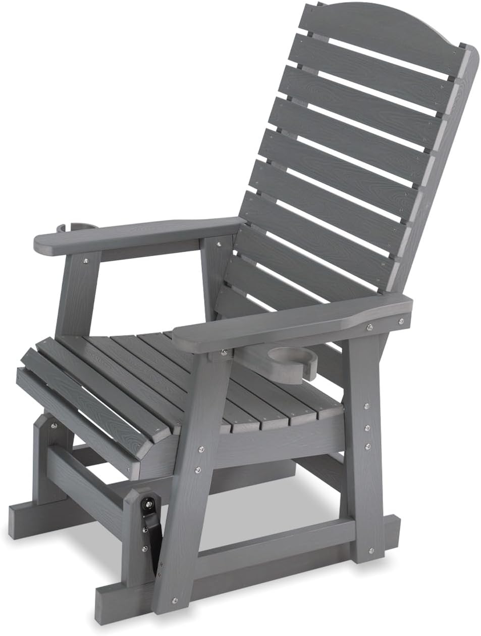 Poly Lumber Patio Glider for One Person, with Cup Holders, High Backrest and ...