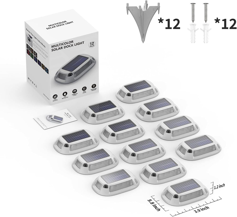 Aluminum Alloy Solar Dock Lights, IP68 Solar Driveway Lights, 12Pack