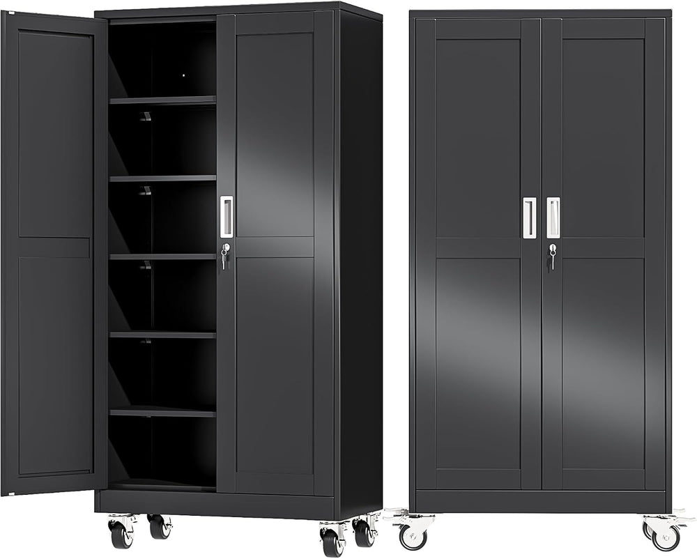 Metal Large Garage Storage Cabinet with Locking Doors and Adjustable Shelves,...