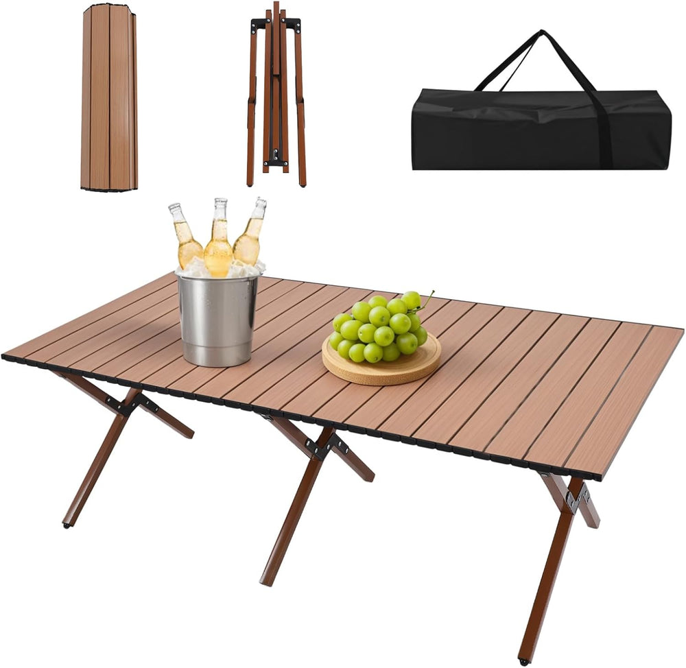 Camping Table High Load Bearing Metal Folding Portable Picnic Table for Outdo...