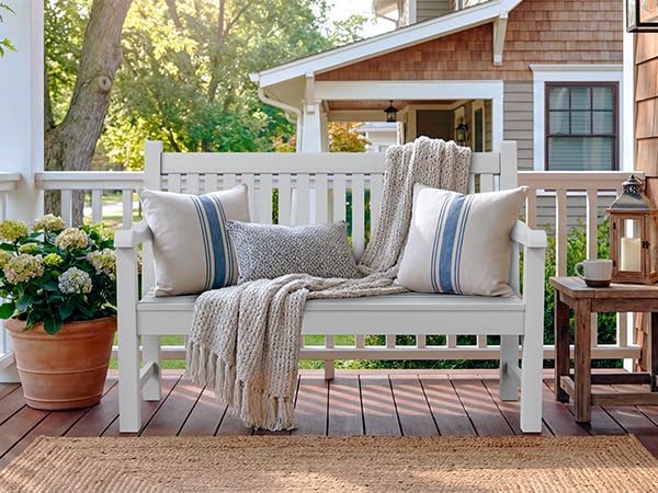 Psilvam 2-Person Outdoor Bench with 700 Lbs Weight Capacity, White