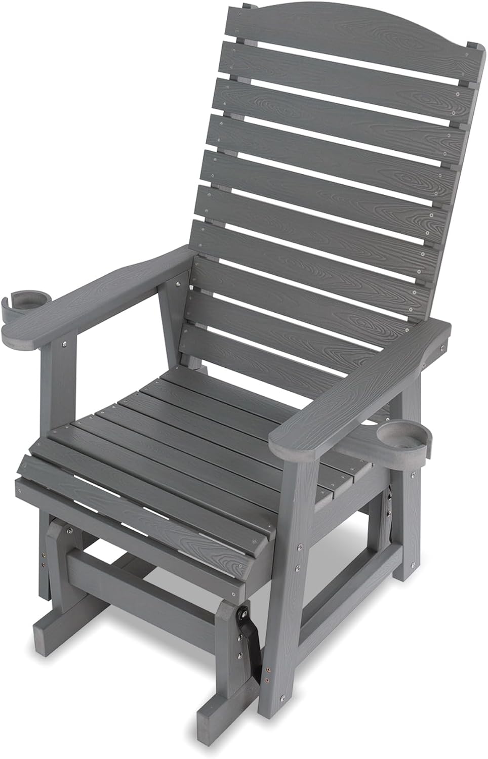 Poly Lumber Patio Glider for One Person, with Cup Holders, High Backrest and ...