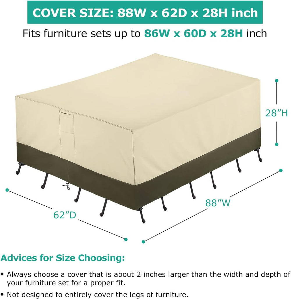 Patio Furniture Covers, 600D Waterproof Rectangular/Oval Dining Table and Cha...