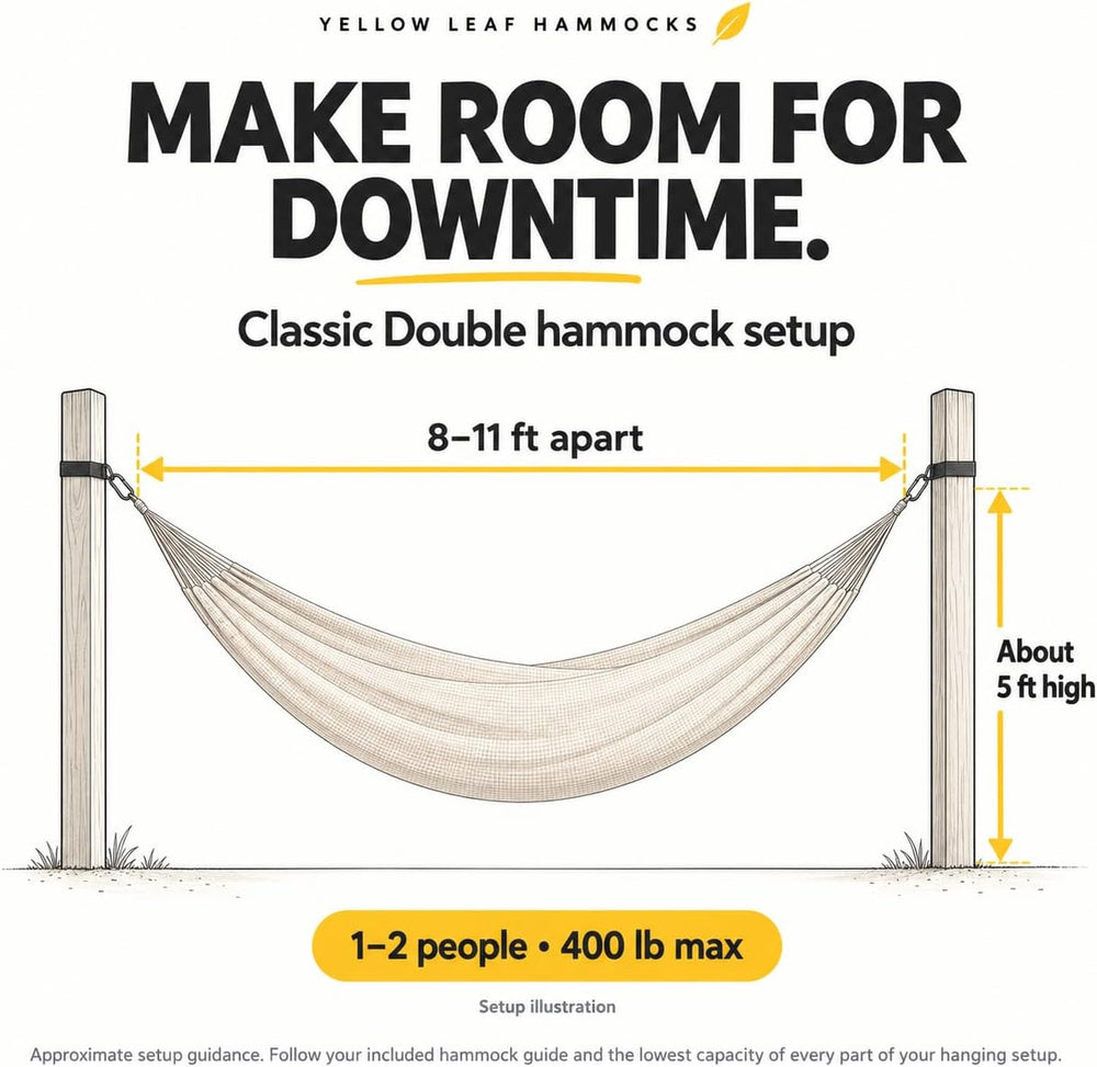 Yellow Leaf Handwoven Hammock - Double 400 lb - Neon Blue & Turquoise