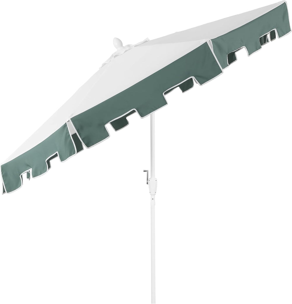 JONATHAN Y Baiona 9 ft. Outdoor Market Patio Umbrella, White/Green