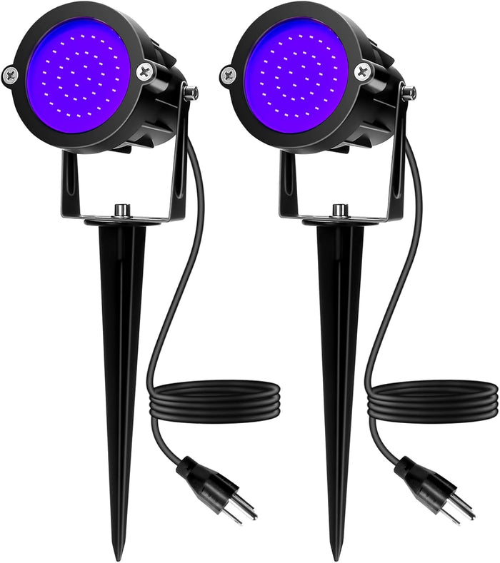 Elenora Halloween Spotlights Outdoor, 15W LED Black Light/Blacklight for Glow Party Body Paint Fluorescent Poster, 110V Plug-in Spot Light IP65 Waterproof Landscape Lighting for Yard Garden, 2 Pack