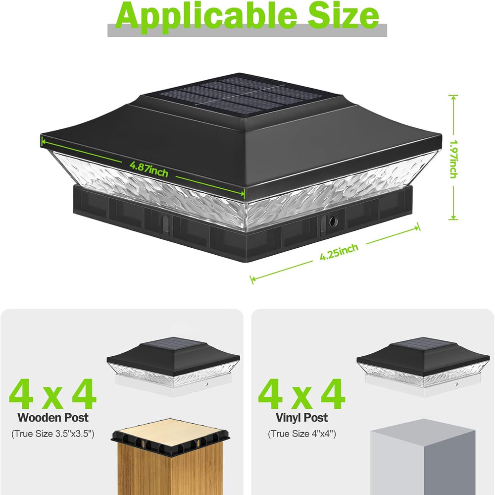 Brightever 4x4 3.5x3.5 Solar Post Cap Lights 6-Pack Black