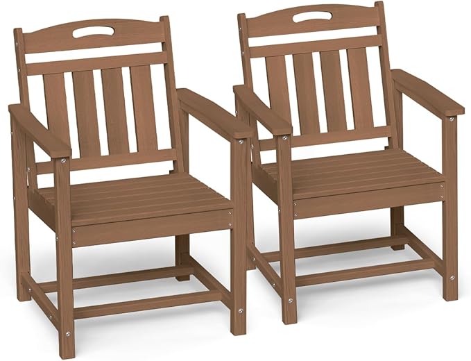 Ciokea Outdoor Patio Dining Chair Set of 2, HDPE Porch Chairs for Dining Tabl...