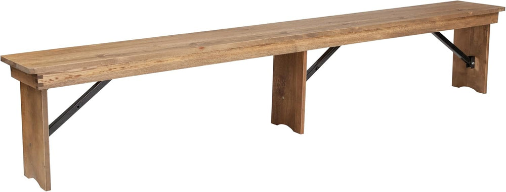 Flash Furniture Hercules 96x12 Folding Bench with Legs, Rustic