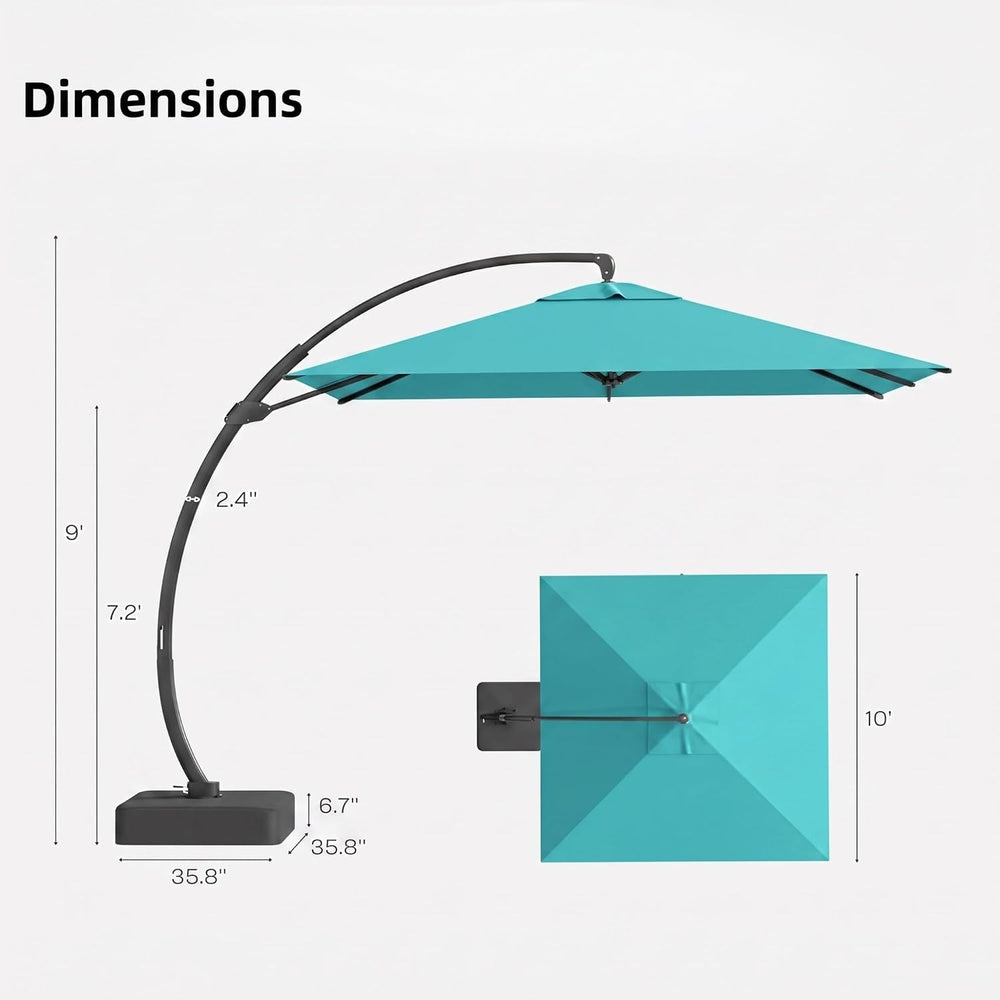 Kingdura 10x10 FT Cantilever Patio Umbrella with Base Included, Large Square ...