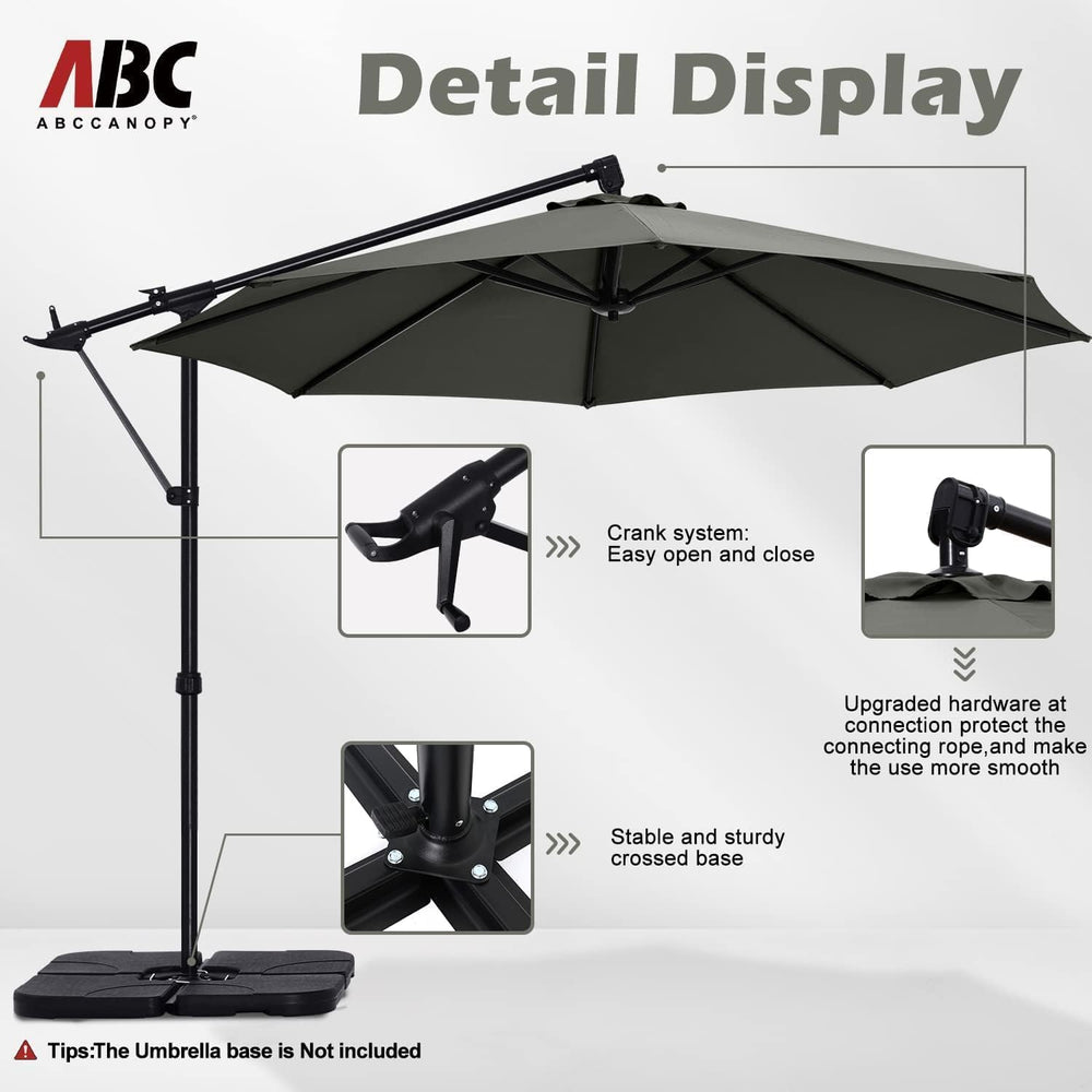 ABCCANOPY 10FT Cantilever Offset Hanging Patio Umbrella